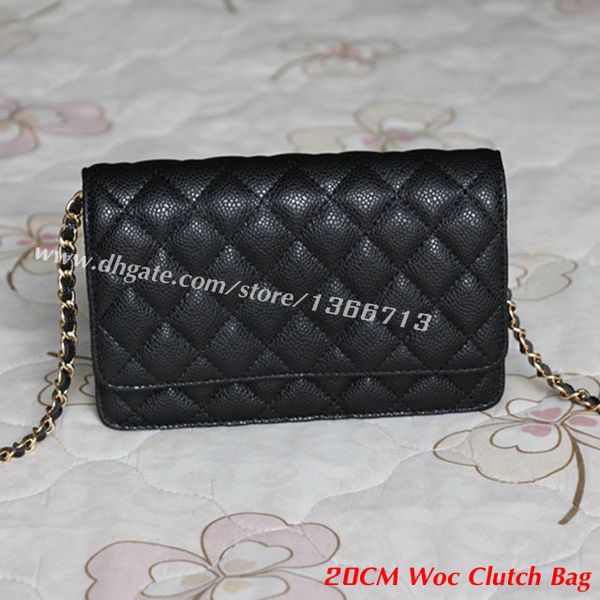 

9 color 20cm black caviar woc clutch 33814 women brand mall houlder bag genuine leather flap cro body bag good price