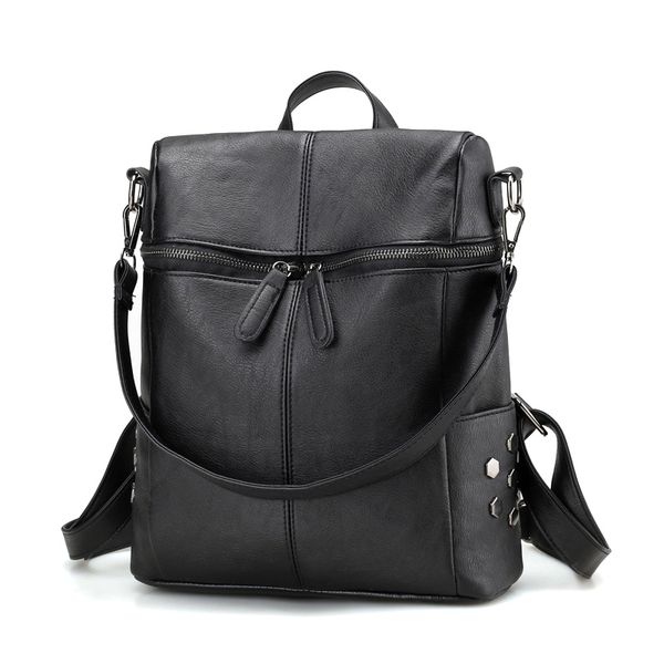 

2018 new high capacity women lady girl backpack school bag pu leather zipper fashion for school travel wml99