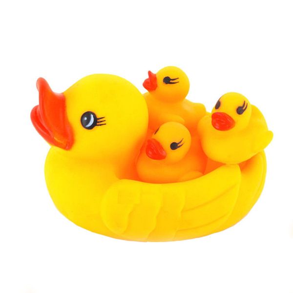 

yellow rubber duck water floating children water toys squeeze sound squeaky pool ducky baby bath toy for kids 4pcs baby toys