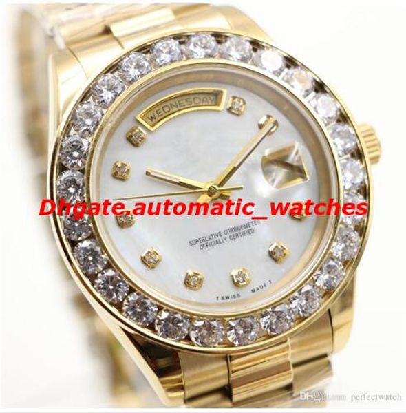 

Luxury Watches Day-Date 18K Gold Perpetual Fashion Mens Watch Big Diamond Bezel Gold Stainless Steel Original Strap Automatic Men Watches