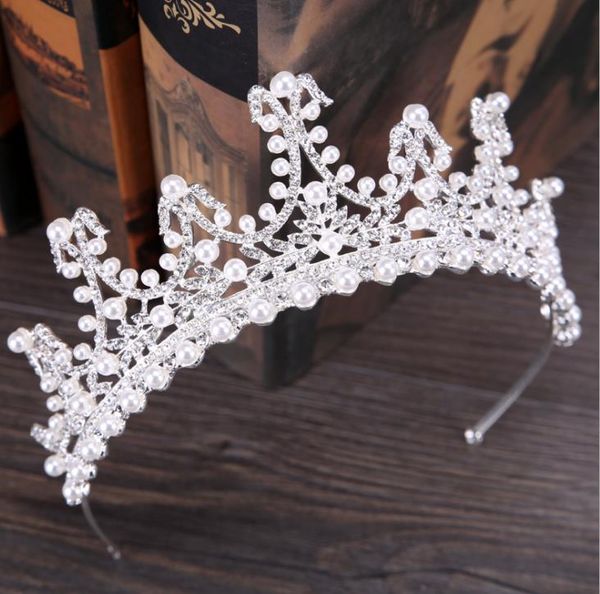 

pearl crown white bride headwear hoop wedding ornament veil ornament bridal ornaments, Silver