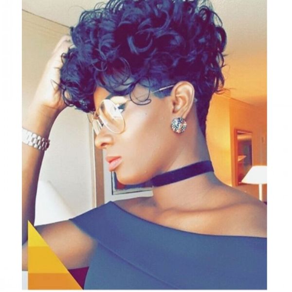 

human hair wigs brazilian lace front wigs kinky curly short hair wigs for black women, Black;brown