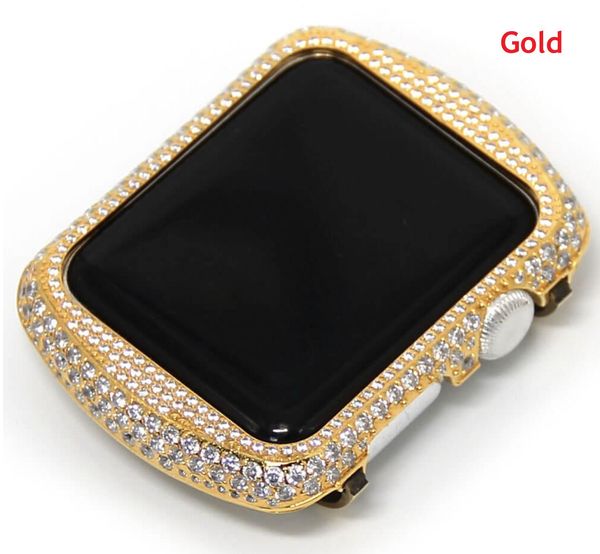 Custodia con castone per gioielli in cristallo con strass in metallo Bling Bling compatibile per Apple Watch Serie 3 Serie 2 Serie 1 38mm 48021965