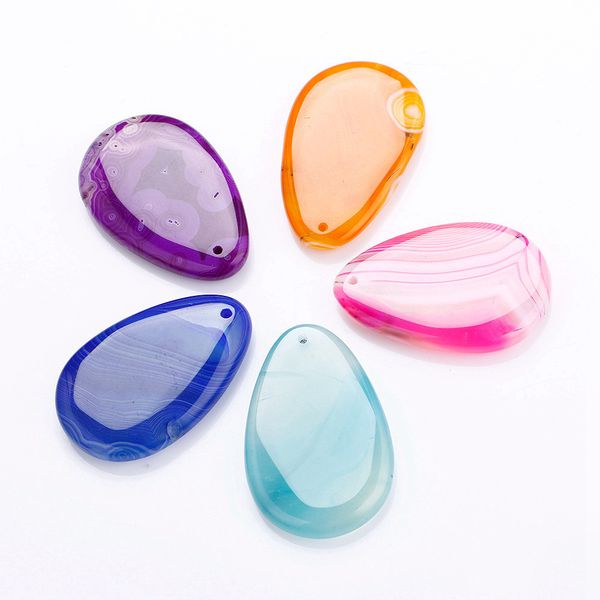 

striped agate pendant natural crystal neckalces multicolor maxi statement jewelry bag beads chain collares mujer assorted, Silver