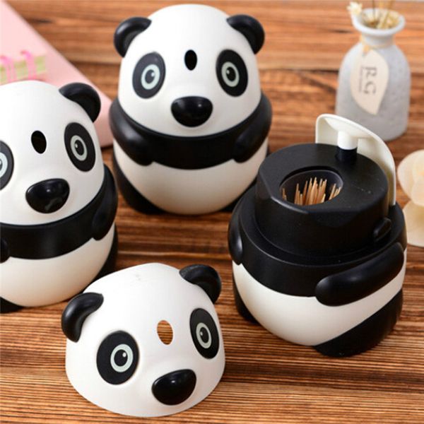 

creative cartoon panda automatic toothpick holder box fashion personality cute feature panda toothpick holder toothpicks storage