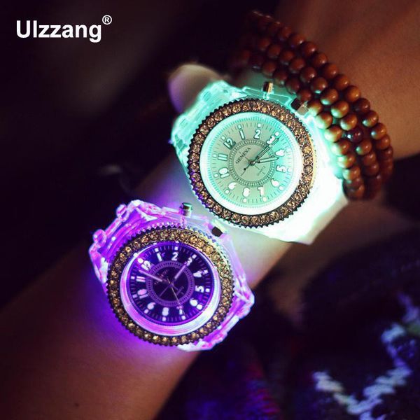 

relogio masculino luminous led sport watches women quartz watch ladies men silicone wristwatches glowing clock, Slivery;brown