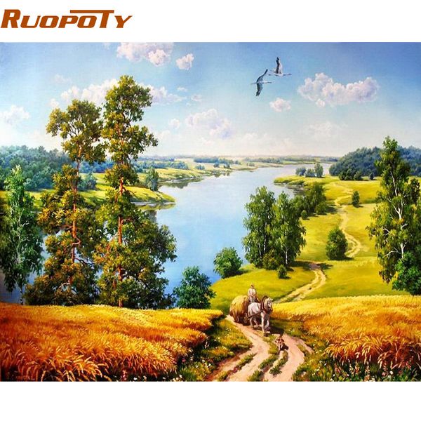 

ruopoty autumn landscape diy painting by numbers modern home wall art acrylic paint on canvas hand painted oil painting for home