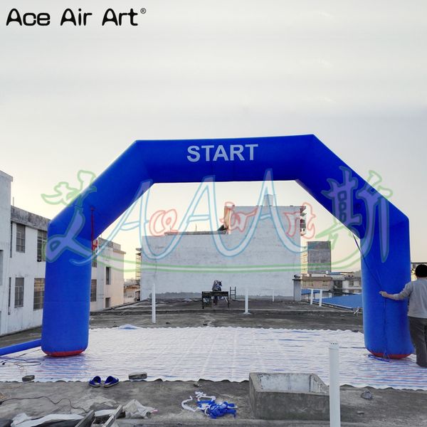 6x3.6m arco blu gonfiabile partenza linee di arrivo arco corsa sportiva porta d'ingresso atletica con loghi in sconto