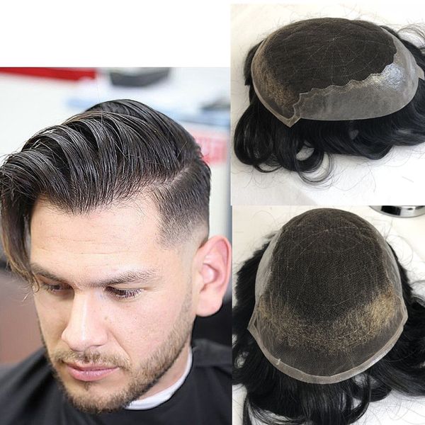 2019 Human Hair Men Wigs French Lace Mens Toupee Lace Front Base