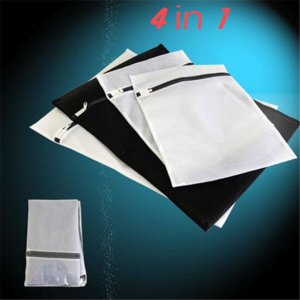 

laundry bag 4 pack (2 medium & 2 large) delicates mesh laundry bag bra lingerie drying wash bag ( black & white) with zipper