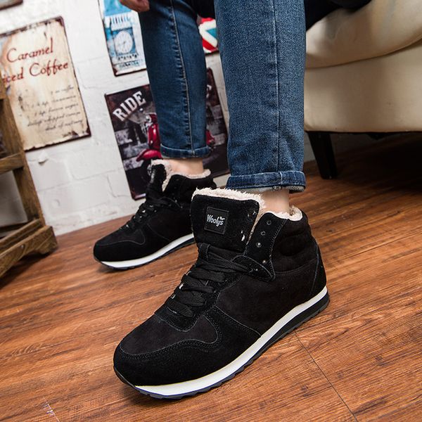 

big size 35-46 winter mens boots men casual fahsion snow men ankle boots for male shoes with fur keep warm, Black