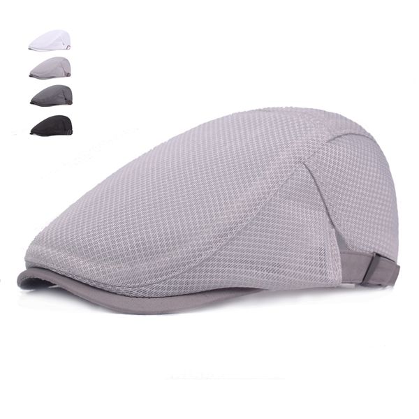 

fashion summer caps for men women casual breathable beret hats gorras planas england british retro boinas flat caps solid berets, Blue;gray