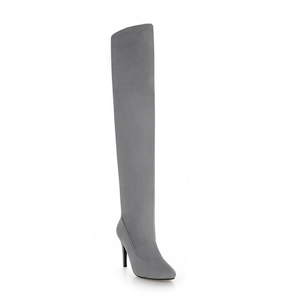 

18 years autumn and winter models stiletto high heel pointed size 33-48 suede over the knee women's boots tide 18718, Black