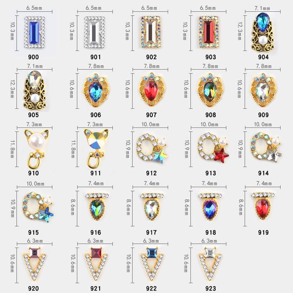 

1pc crystal pearls mounted retro studs gradient chameleon diamonds nail art decorations 3d manicure diy accessory 24 styles new, Silver;gold