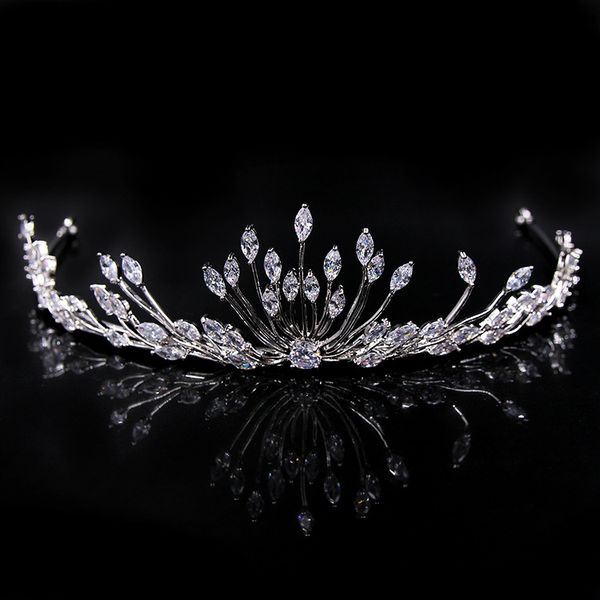 

3a zircon crown environmental copper crown jewels hairband bling wedding bridal jewelry h13109, Silver