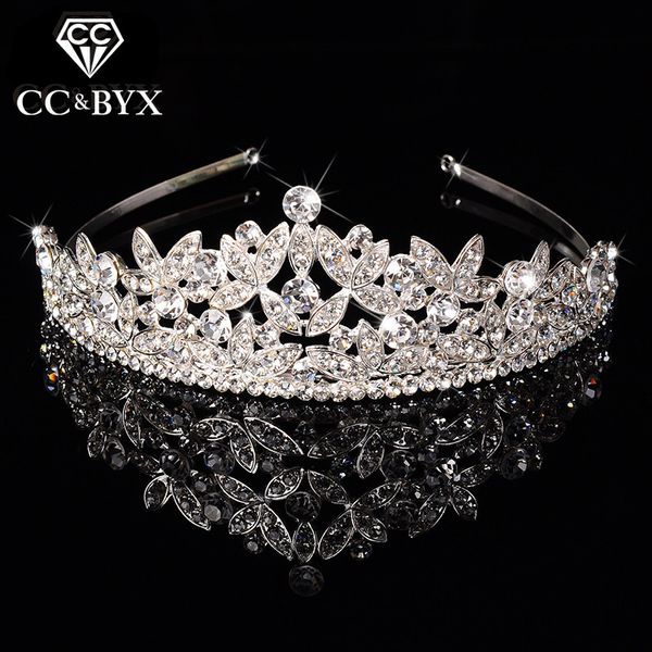 

new classic queen crystal tiaras crowns for women fashion hair jewelry for brides shine full of pure wedding engagement f031, Slivery;golden