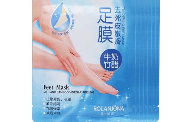 Rolanjona pés máscara leite e vinagre de bambu pés máscara pele peeling esfoliante pele morta remover para cuidados pés