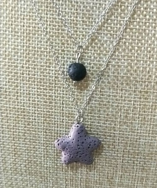 Collana multistrato in pietra lavica con stelle marine di moda Collana con diffusore di oli essenziali per aromaterapia di roccia vulcanica per gioielli da donna