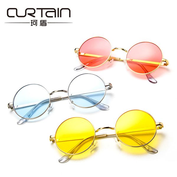 

curtain 2018 classic round glasses sunglasses korean version retro men's women's fashion sunglass blinders lunettes de soleil, White;black