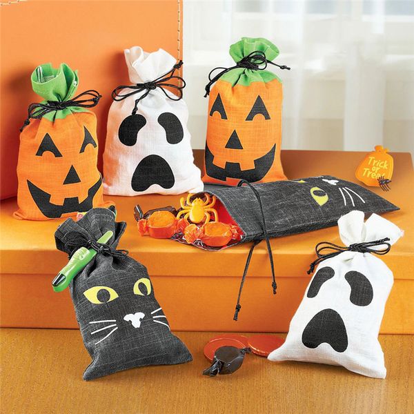 Creative Halloween Pumpkin Ghost Kids Dolcetto o scherzetto Sacchetti di caramelle Borsa con coulisse regalo gatto nero non tessuto Giocattoli per bambini di Halloween