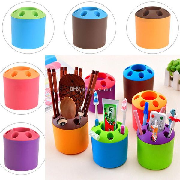 

new creative toothbrush holders portable porous deskstorage tube household necessities multi-function toothbrush box 6 color wx9-198