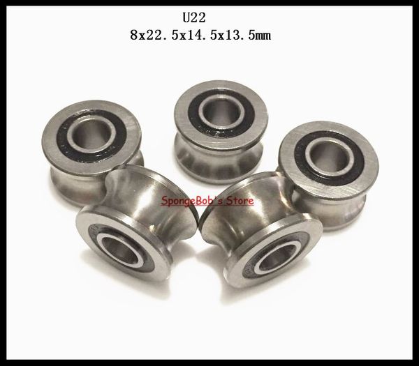 

15pcs/lot u22 8x22.5x14.5x13.5mm u groove bearing steel deep groove ball bearing traces walking guide rail