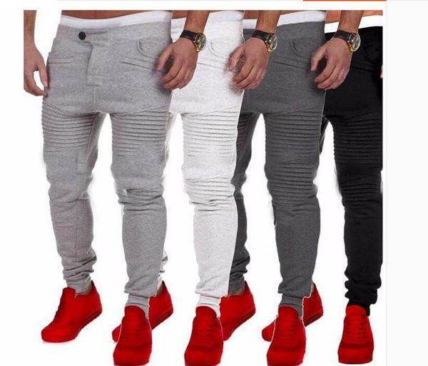 

wholesale-designer mens harem joggers sweatpants elastic cuff drop crotch biker joggers pants for men black gray dark grey white