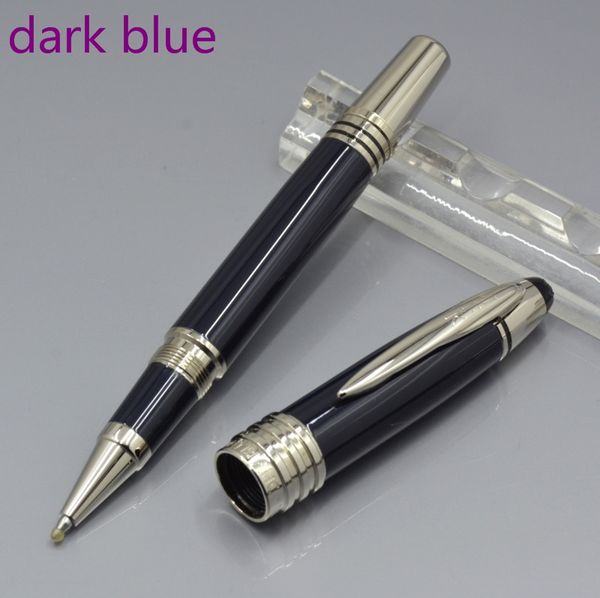 JFK koyu mavi metal makaralı top kalemi / tükenmez kalem / çeşme kalemi ofis kırtasiye promosyonu mürekkep kalemleri hediye (kutu yok) en yüksek kalite yazın