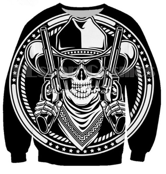 

2018 autumn clothes long sleeve crewneck 3d print funny skull cowboy sweatshirt for men streetwear pullover male s-xxxxxxxxxl b37, Black