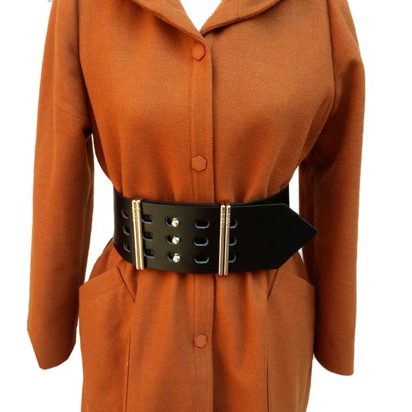 

fashion women leather belt big metal pin buckle cowskin wide leather belt for women hollow waist belts casual luxury belts women s18101807, Black;brown