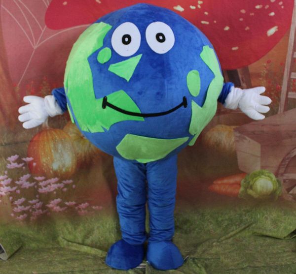 

2018 green & blue world earth mascot costume for to wear, Red;yellow