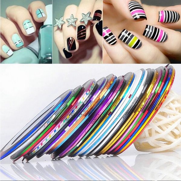 

100pcs multicolor rolls strip striping tape line wrap tips decoration sticker diy nail art manicure professional, Black