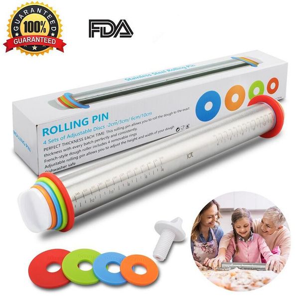 Ayarlanabilir Rolling Pin Spacers Fransız Haddeleme Pimleri için Pişirme Pin Rolling Pin Ile Kalınlık Yüzükler Ile Hamur Rulo Çerez Pasta Pizza