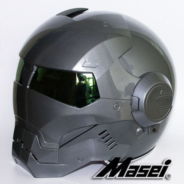 

new three-color lenses free choice masei bright grey 610 ironman iron man helmet motorcycle half helmet open face
