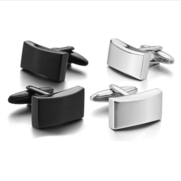 

stainless steel cufflinks black classic wedding business 1 pair set, Silver