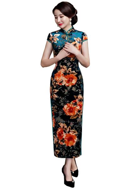 

shanghai story 2018 new arrival chinese traditional dresses long cheongsam floral qipao chinese women's dress, Red