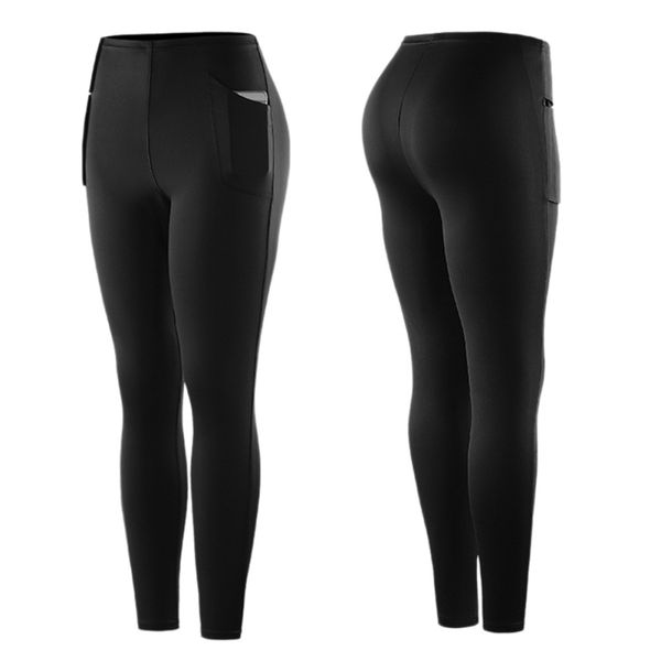 

women shapers sweat pants weight lose stretch slimming waist pants women body shaper running yoga fitness, Black;blue