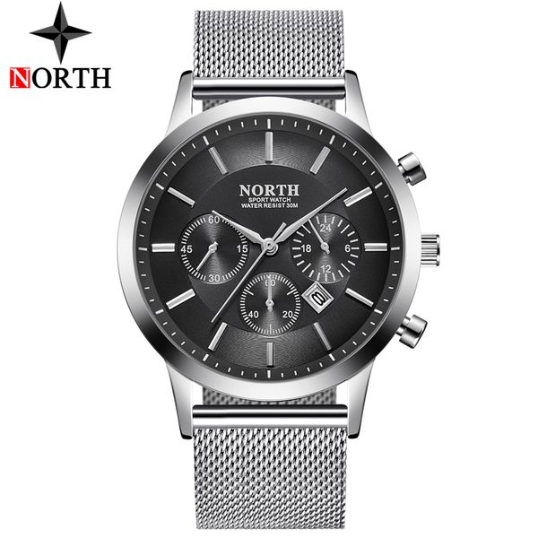 

north watch men fashion sport quartz clock mens watches analog casual waterproof wrist watch relogio masculino, Slivery;brown