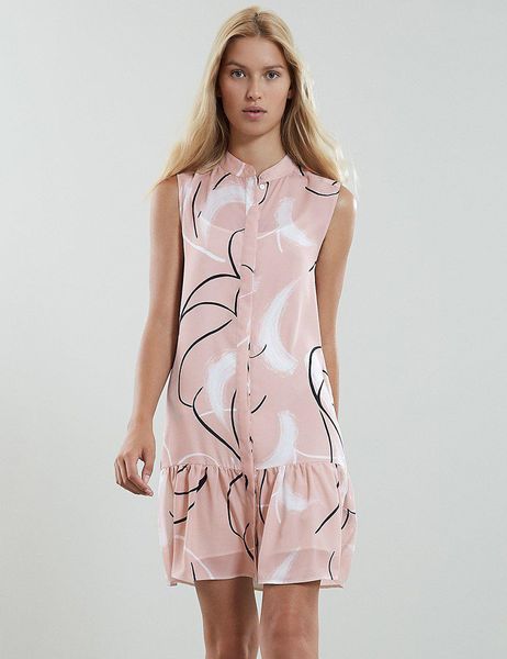 

fashion print women mermaid dress sleeveless cat walk dresses 08k817, Black