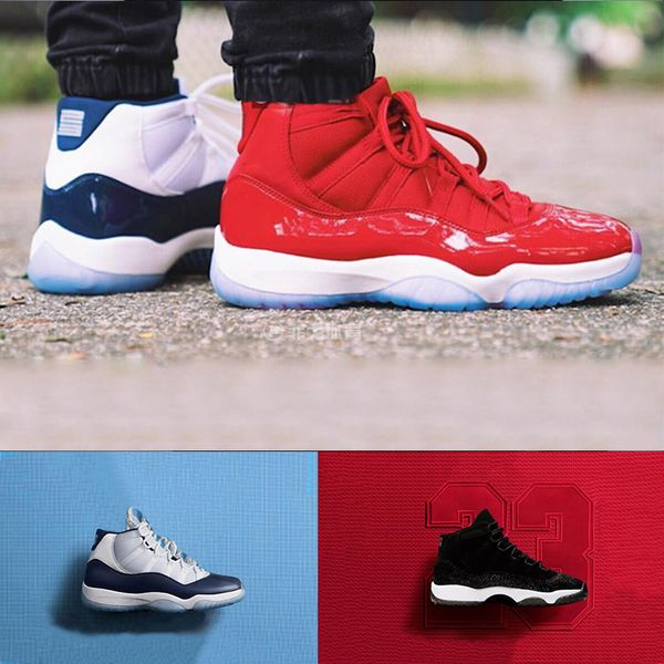 

2018 new 11 low bred chicago midnight navy 82 unc space jam men women sports shoes 11s sneakers size 36-47