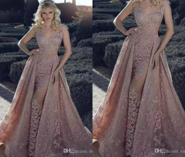 

glamorous mermaid prom dresses with detachable overskirt lace beads appliqued special pageant evening dress party wear custom made, Black
