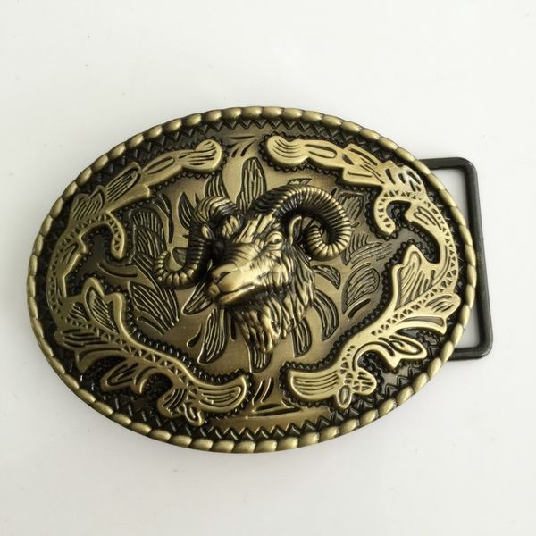 

1 pcs oval bronze 3d sheep head cowboys belt buckle woman man jeans jewelry accessories fit 4cm wide belt, Slivery;black