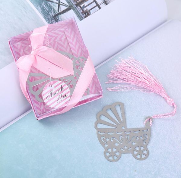 Großhandel 20 Stücke Spezielle Edelstahl Kinderwagen Rosa Blau Quaste Lesezeichen Für Weihnachten Hochzeit Baby Shower Party Geburtstag Favor