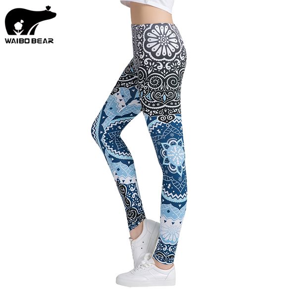 

women fitness leggings fashion legging aztec round ombre printing leggins female legins pants high waist trouser waibo bear, Black