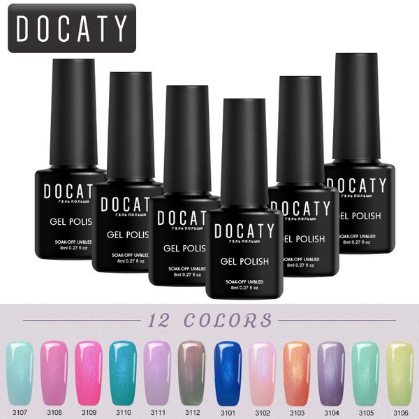 

docaty nude color pearl nail polish art acryl gel sea series shell uv gel lacquer hybrid varnishes professional nail design, Red;pink