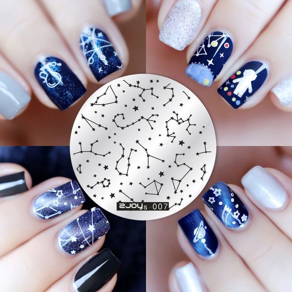 

zjoys series geometry nail stamping template flower spring leaf animal round template manicure nail art stamping plate, White