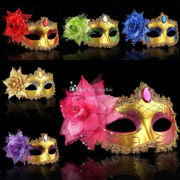 

2017 new masquerade masks venetian face mask fashion rose bead chain crystal party decoration halloween christmas gift wx9-77