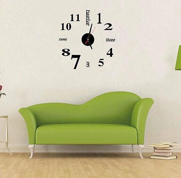 

50pcs quartz clocks fashion watches 3d real big wall clock rushed mirror sticker diy living room decor