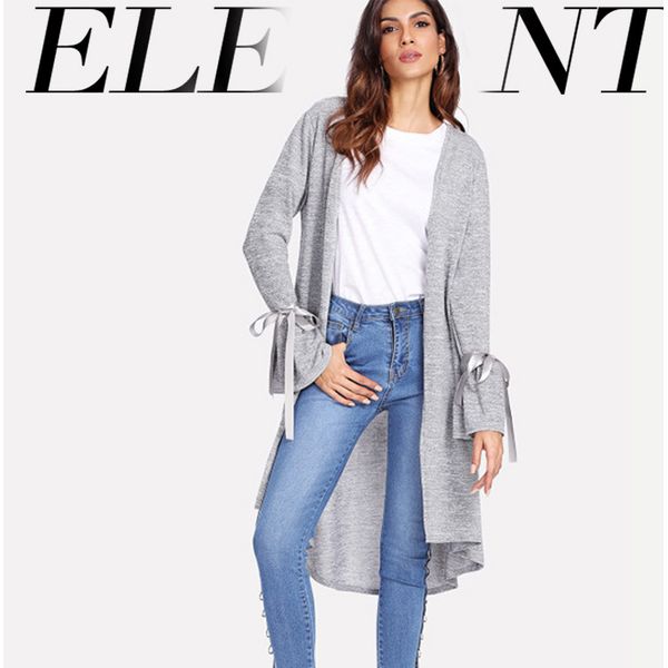 Compre Suéter Mujeres Abrigo Moda Otoño Invierno Grueso Mantener Cálido Cárdigan Dama Suéter Gris Largo Tejido Sólido A 1287 Del Jeweltime8