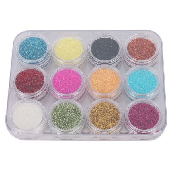 

12pcs color glitter dust powder tip decoration nail art, Silver;gold